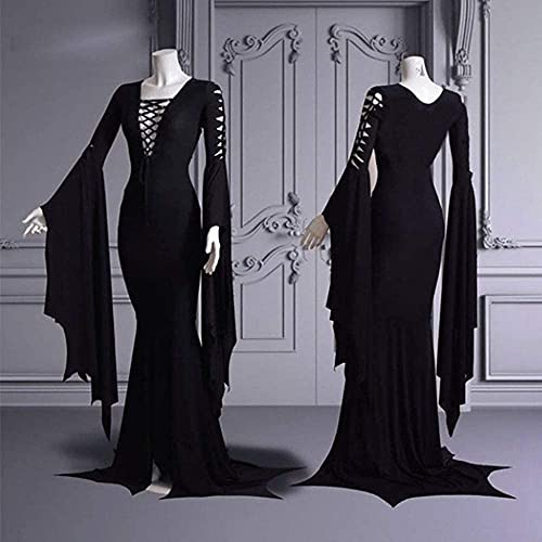 Cosplaydiy A200910MA02B-L Women'S Morticia Floor Dress Costume Adult Women Gothic Witch Vintage Dress L thumb #1