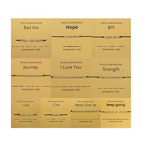 10 Pcs Morse Code Bracelets for Women - Handmade Bead String Bracelet for Teens -Morse Code Bracelet for Men - Inspirational Morse Code Jewelry Gift for Women (#4-10 pcs)