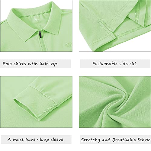 Jinshi Gym Collar Shirt Womens Lightweight Long Sleeve Polo Tops For Women Green3 S #TOP5