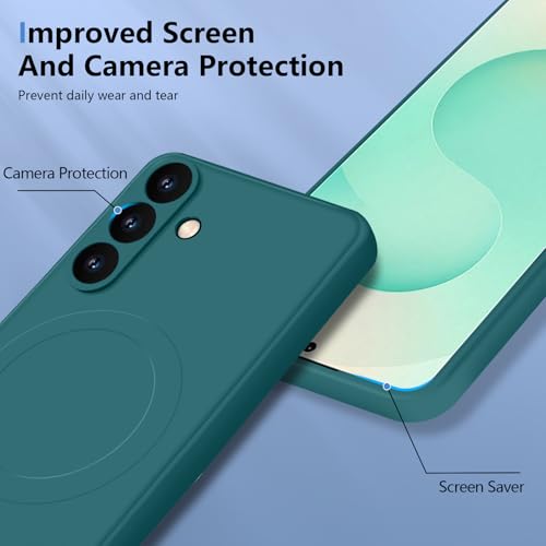 Coque aimantée Samsung S25 Plus silicone vert doublure microfibre luxe - 6