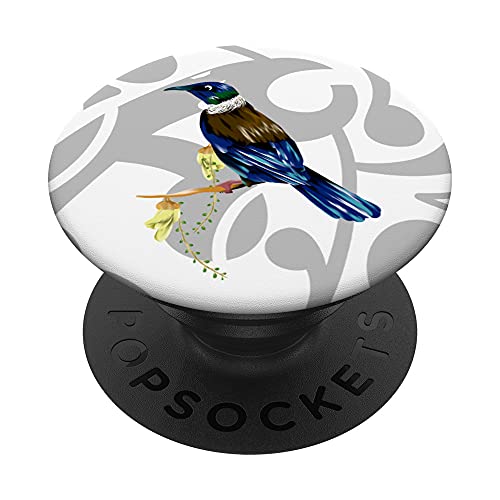 Tui New Zealand Bird Maori Koru Pattern. PopSockets Swappable PopGrip