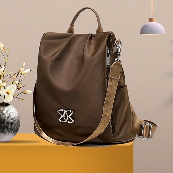 Generic Anti-Theft Large Capacity Backpack for Women, Lightweight Oxford Cloth Backpack, 3-Way Crossbody Bags Multipurpose (Brown)4