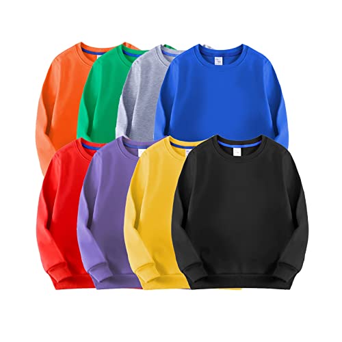 Boy Girls Crewneck Sweatshirts Solid Color Toddler Kids Fleece Lined Pullover Long Sleeve Cotton Top Toddler Sweatshirt2