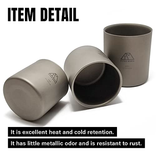 Titan Mania Double Wall Insulated Titanium Cup 3-Piece Set(120+180+300Ml), Mug, Ultra Lightweight, Sturdy, Outdoor Gear, Camping Equipment #TOP2