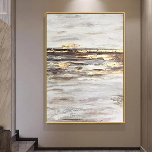 Peinture abstraite moderne en feuille d'or de décoration murale salon et bureau