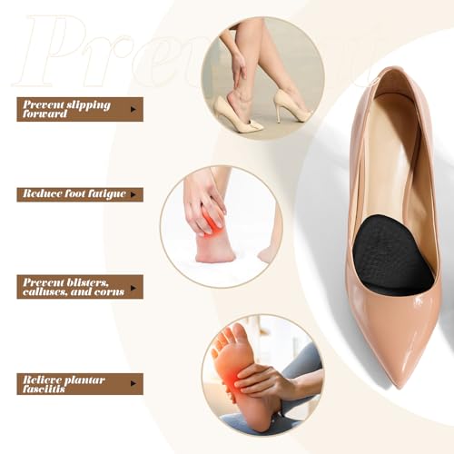Image of 2 Pair Gel Cushion Insoles Adhesive Cushioning Insoles Sandals Flats Dress Shoes, Ball of Foot Cushions Heel Cushion Inserts for Women for High Heels Sandals Flats Boots Pumps (Clear, Black)