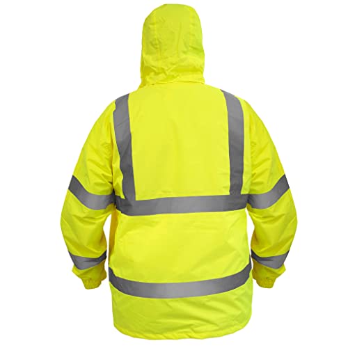 Jorestech Safety Rain Jacket Waterproof Reflective High Visibility With Interior Mesh Yellow/Lime Ansi Class 3 Level 2 Type R Jk-03 (5Xl) #TOP1
