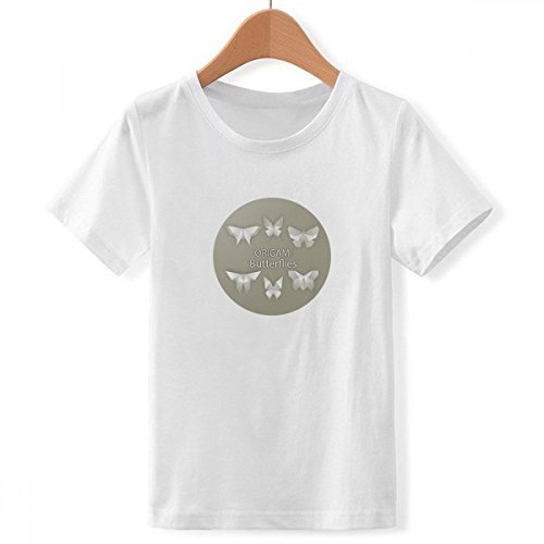 T-shirt blanc résumé papillon origami coupe ras du cou garçon XXX-grand