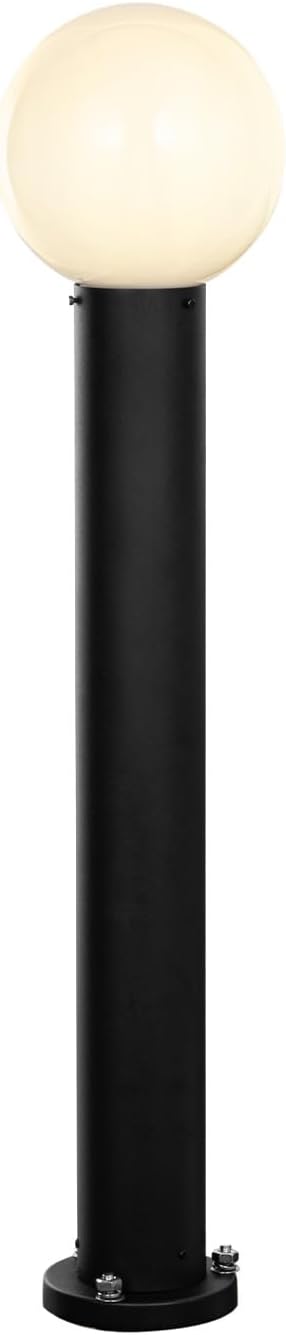 35.5" Outdoor Post Light, Modern Outside Bollard Light with Opal Glass Globe, Black Aluminum Pathway Lamp Post Light for Walkway Driveway Patio Garden, Hardwired, E26 Bulb Not Included