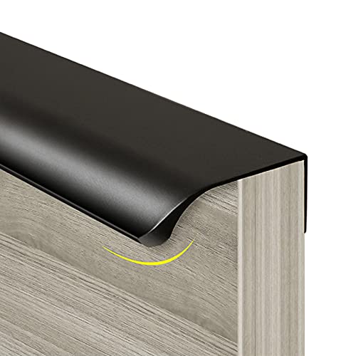 Poignée de Meuble en Aluminium Cabinet Gérer Tiroir Tire des Poignées de Porte,Poignées de Tiroirs,Dissimulées Poignées,Poignée Profilée Sur Chant,Poignée Intégrée,Vis Inclus,Noir (length:600mm) Cover