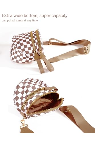 Image of FEIBOON Spacious Checkered Nylon Crossbody Bag Bum Bag Handbags Wallets for Women