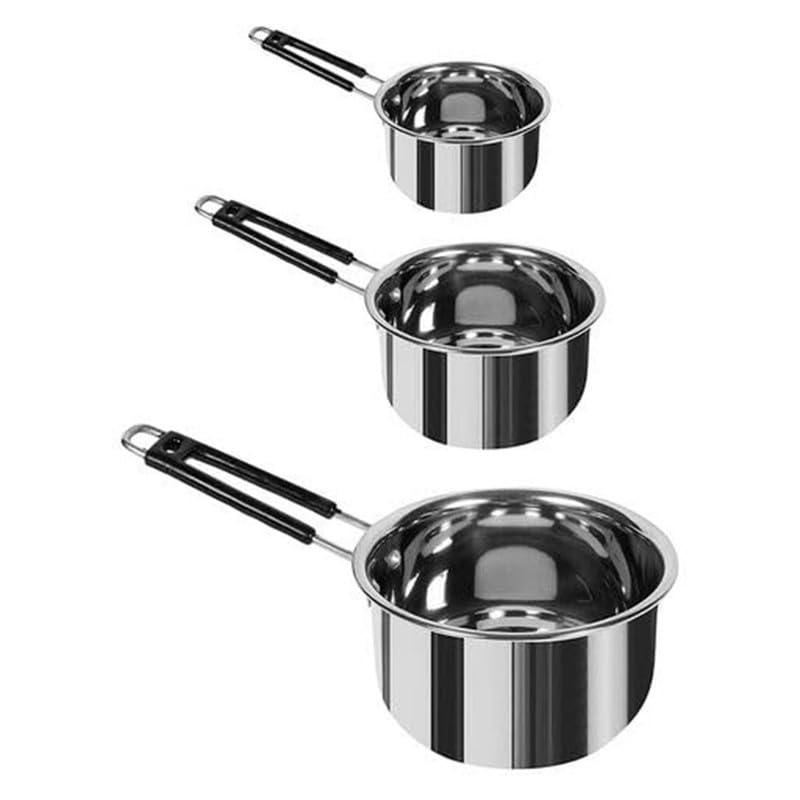 Image of Stainless Steel Sauce Pan, Tea Pan, Milk Pan Heavy Guage 1, 1.5, 2 Litre (Gas Stove Friendly), Silver 22 Gauge 1180g
