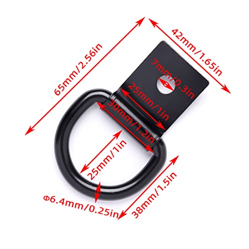 6 Pcs D-Ring Tie Down Anchors 1/4" Heavy Duty Steel Tie Down Hooks For Truck, Trailer, Camper, Warehouse, Garage, Boat, Cargo Control Surface Mount, D Ring With Screws, Black #TOP2