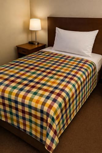 Image of CRAZYWEAVE 100% Cotton Bedsheet for Single Bed | Soft Breathable Cotton Bed Sheet | Comfortable All-Season Bedding | Durable & Skin Friendly Bed Sheet for Home & Hotel Use (Multicolor)
