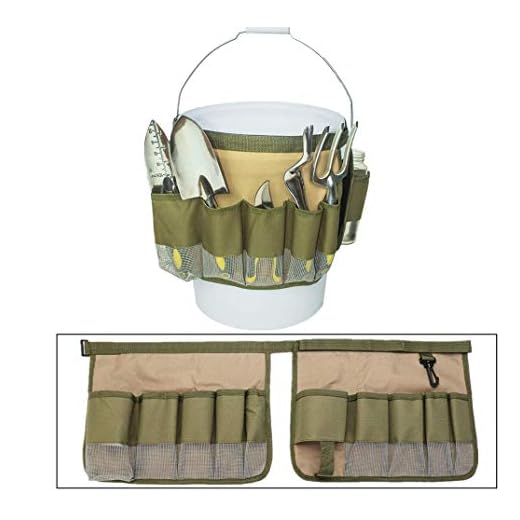 FCOUIID Gardening Tools Bucket Caddy - Hardware Storage Bag Pouch Organizer Hold 5 Gallon Bucket Yard Lawn Tool Carrier for Outdoor, Without Tools