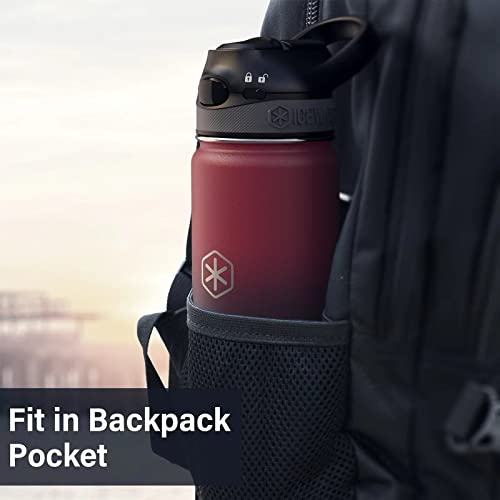 ICEWATER-24 oz, Insulated Water Bottle With Straw and Carry Handle, Leakproof Lockable Lid with Soft Silicone Spout, One-hand Operation, Double Walled Vacuum Stainless Steel (24 oz, Dark Rainbow) - Thumbnail 5