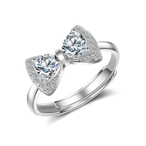 Anneaux ring bijoux femmes hommes zircone nœud papillon ajustable