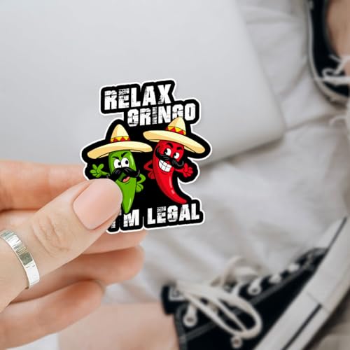 Image of 3Pcs Relax Gringo Im Legal Sticker, Relax Gringo I'm Legal Sticker for Car, Relax Gringo Calcomanias De Mexico Funny Immigrant Calcomanias Mexico Mexican Cactus Stickers for Truck Car Helmet (N5)