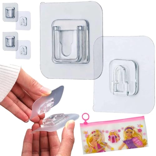 Image of 6 Pack Transparent Self Adhesive Male Female Wall Sticker Hooks Waterproof Sticky Hooks for Home Kitchen Bathroom Hanging Mobile Cases Spike Guards Toilet Brush Photo Frames Accessories