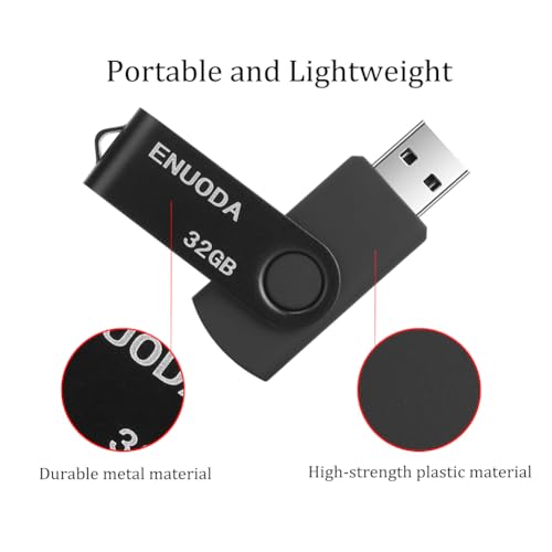 Image of 32GB Flash Drive ENUODA 1 Pack Thumb Drive 32GB USB 2.0 Memory Stick Jump Drive Pen Drive for File Storage and Data Transfer (Black)
