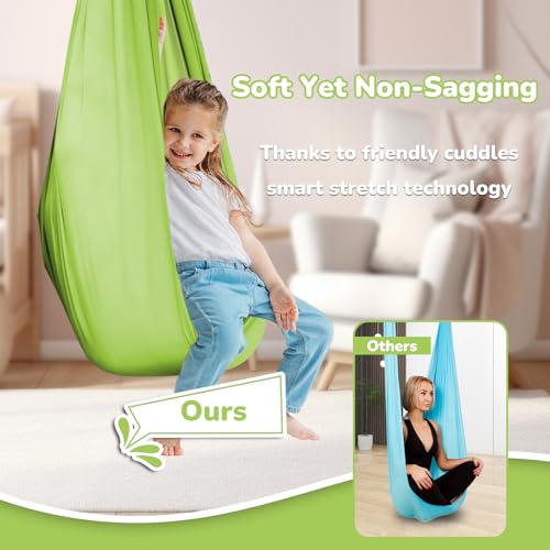 Neoformers Sensory Swing for Kids Indoor Outdoor & Hardware, Sensory Joy Swing for Kids & Adults up to 260LB - Kids Hammock Help for Child & Adult with Autism, ADHD, Aspergers - Thumbnail 3