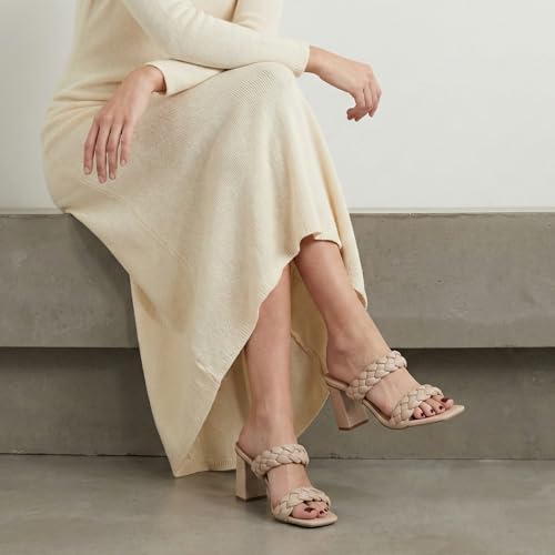 Image of Dunes Iris Chunky Braided Heel Sandals for Women, Block Heel Square Toe Summer Sandals with Memory Foam