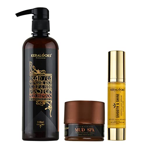 Image of Combo of Mud shampoo and Mud scalp Hair Mask, 500ml each With Free with Argan Oil Hair Serum 50ml With Dead sea minerals | Dead sea mud mask