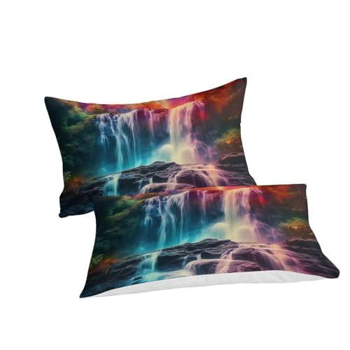 Parure de lit 3D cascade anti-transpiring en microfibre douce 200x200cm