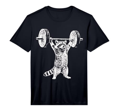 Vintage Retro Weight Lifting Gym Raccoon Deadlift Funny Performance T-Shirt