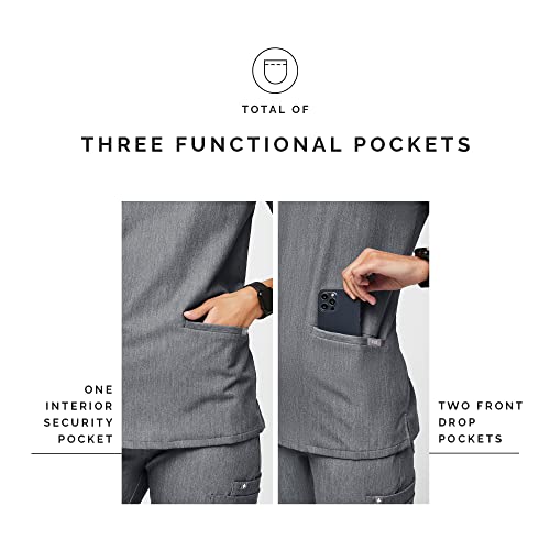 FIGS Casma Three-Pocket Scrub Top for Women – Graphite, 2XL