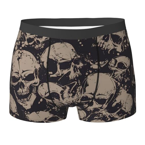 DURAGS Calzoncillos tipo bóxer con estampado de calavera retro para hombre, ropa interior elástica elegante, ropa interior para hombre, Negro -, XX-Large
