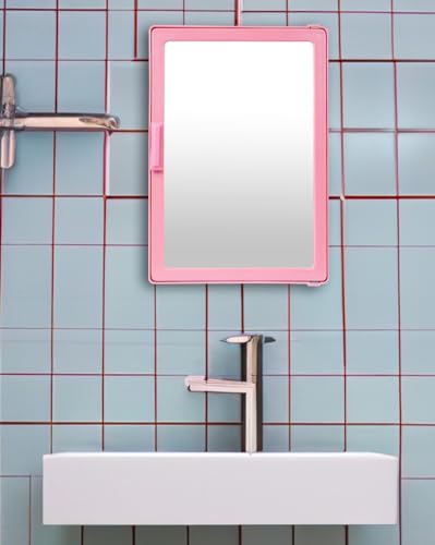 Image of PGen Small Size Mini Wall Mounted Mirror Storage Cabinet Organiser Shelf for Bathroom Kitchen Washbasin Dressing Room (Magenta)