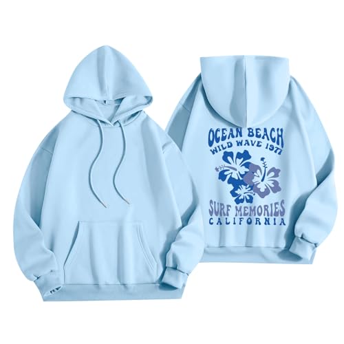 RMBLYfeiye Pullover Für Damen Hoodie Sweatjacke Große Größen Kapuzenpulli Oversize Sprüche XXXL Schwarz
