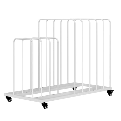 Image of Art Canvas Storage Rack, Art Storage with Wheels, Adjustable Art Storage Easel Display Stands for Canvas Boards, Panel, Crafts Drying & Print Racks,Frame,White
