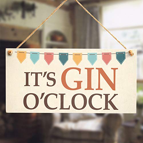 It's Gin O'Clock - Gin and Tonic Bunting Design Wooden Sign - Image 4