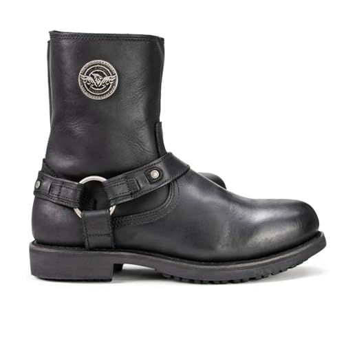 Image of Milwaukee Leather Men's Distressed Gray Leather 11-inch Classic Harness Square Toe Motorcycle Boots MBM9006 | Premium Material, Square Toe, Rider Ready, Durable Everyday Wear