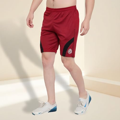 Image of Dia A Dia Men's Polycotton Running Sports Gym Shorts Pack of 4 Black Parrot Red Purple