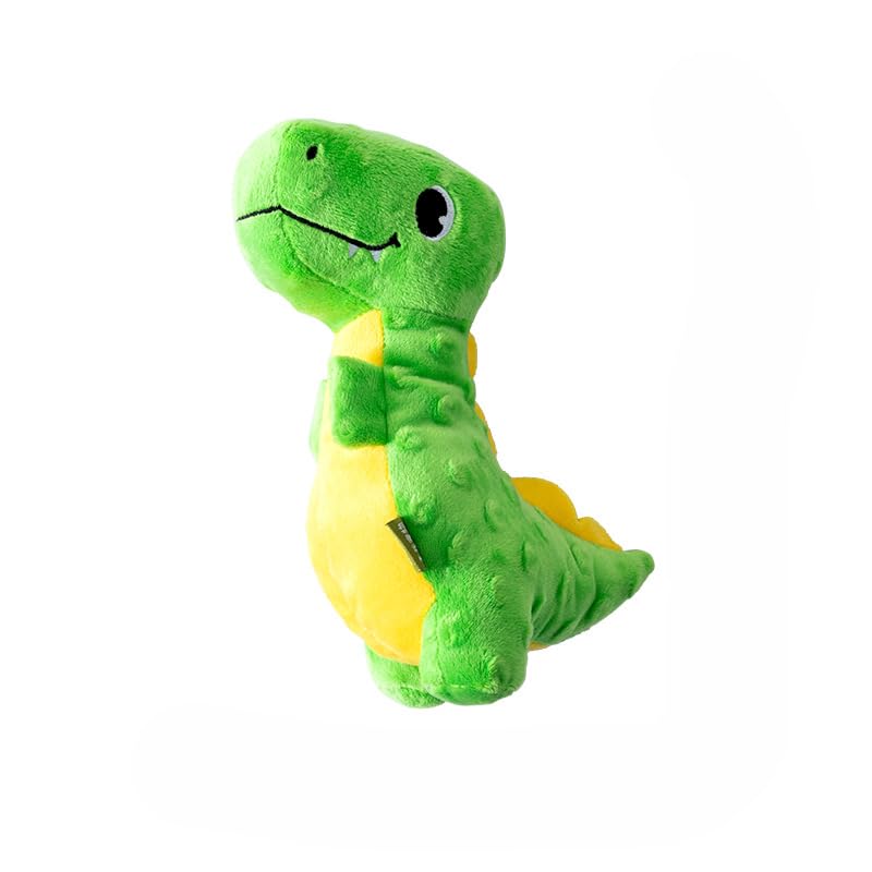 DAFORERAL Squeaky Dinosaur Dog Toy, Plush Chew Toy for Small and Medium Dogs with BB Squeaker and Crinkle Sound (Green (21.5 * 12cm))
