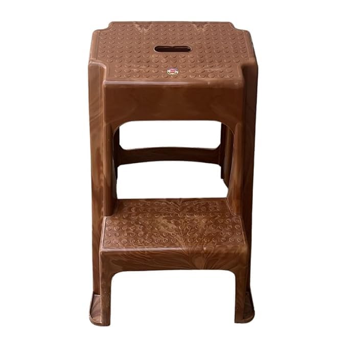 Image of Cello 2-Step HeavyDuty Plastic Multi Purpose Plastic Step Stool for Home, Office and Kitchen Use| Color: Sandalwood; Pack of 4