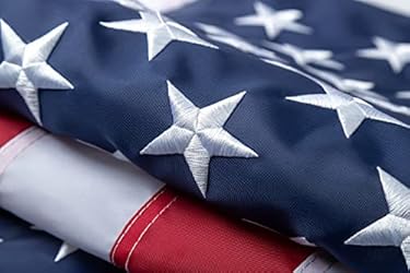 AMAZON - This 3×5 ft outdoor embroidered American flag Embroidered Stars, Sewn Stripes, Brass Grommets