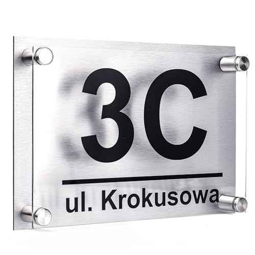 PRINTIMA 32x21cm Personalisiert Hausnummer 3D Effekt - Hausnummernschild in Anthrazit RAL 7016 aus Wetterbeständigem, Uv-Beständig & Umweltfreundlichem Material - Eine Funktionale & StilvolleEfekt!