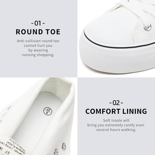 FRACORA Womens High Top Canvas Shoes White Black Platform Sneakers Lace Up Shoes for Women3