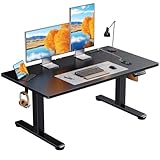 ErGear 電動昇降式デスク ロータイプ 高さ48-72cm コンセント&USBポート付き ローデスク 座椅子机 4パターン高さメモリー機能 静音 収納フック付き パソコンデスク テーブル 電動机 ゲーミングデスク【幅120 x 奥行き60 x 高さ48-72cm】（ブラック）