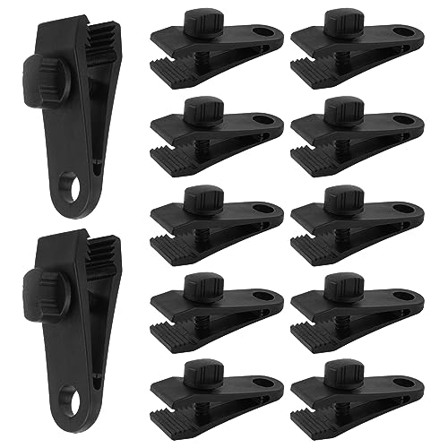 12 Stück Planenspanner Zelt Tarp Clips Planenbefestigung Zeltklammern Einstellbar Planenclips Klemmen Zeltplanen-Trägerklemme wasserdichte Clip Kunststoffclipse für Camping Planen Sonnensegel Garden