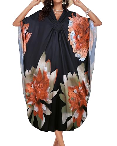 Image of Kaftan Dresses for Women V Neck Caftans Batwing Sleeve Beach Cover Ups