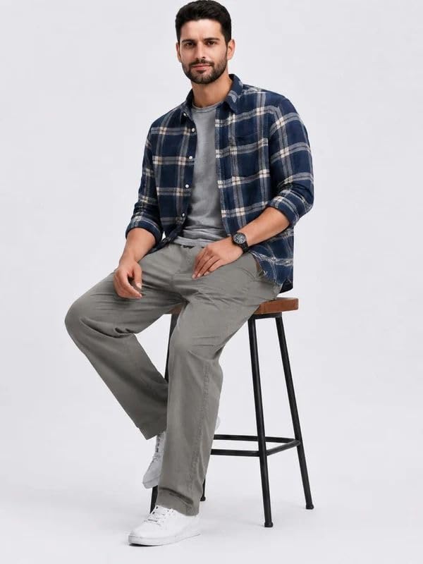Image of Men's Pure Cotton Cargo Pants | Regular Fit Multi-Pocket Casual Trousers for Men | Solid Black Utility Cargo Bottom Wear | Comfortable Everyday Wear Pant
