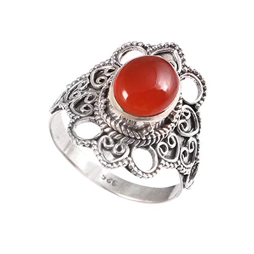 Bague cornaline et argent 925 ovale taille 9 pour sublimer vos tenues du quotidien