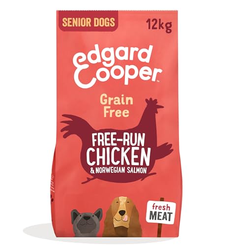 Edgard Cooper Pienso para Senior perros, (Salmón & Pollo, 12kg), Alimento seco natural sin cereales, carne y pescado fresco ,sin azúcares añadidos, proteína de calidad