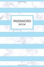 Password Book glamour marble & sky blue strips series Private Information Keeper: Access Key Organizer 6"x9" Internet Password Logbook + Notes