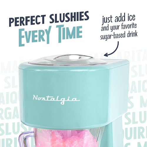 Image of Nostalgia Retro 40-Ounce Frozen Beverage Station - Slushie Machine and Ice Shaver with Automatic Mixing for Soda, Cocktails and Margaritas - Easy & Safe Use - Aqua